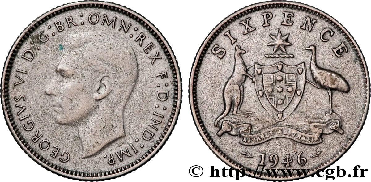 AUSTRALIA 6 Pence Georges VI 1946 Melbourne q.BB 