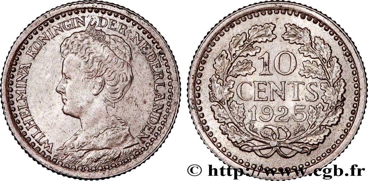 NETHERLANDS 10 Cents Reine Wilhelmine 1925 Utrecht AU 