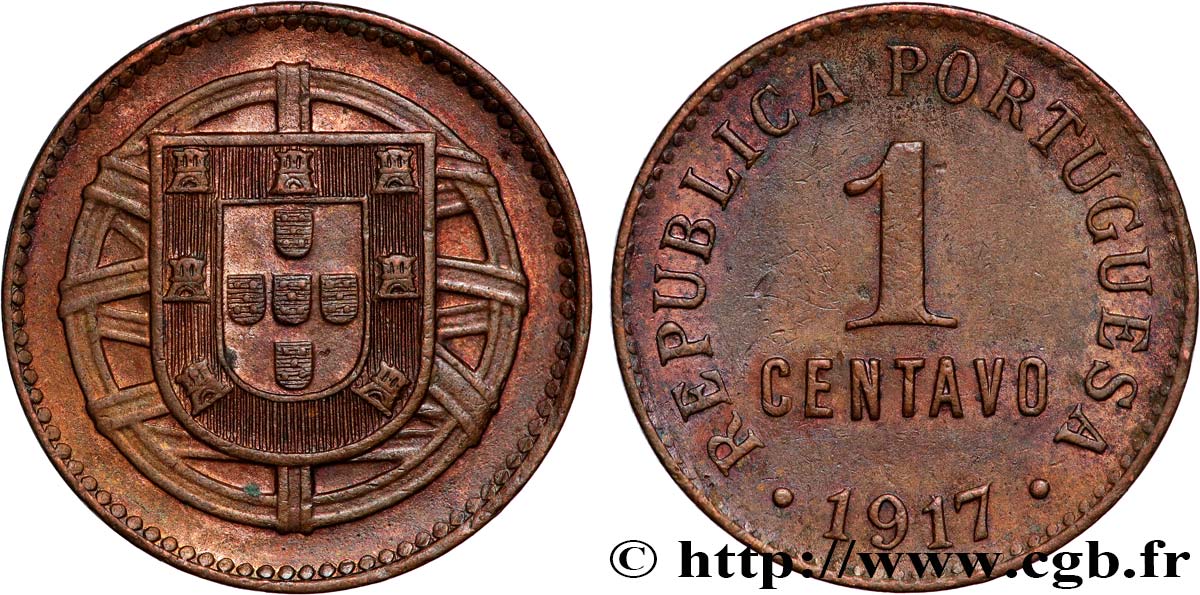 PORTUGAL 1 Centavo 1917  TTB+ 