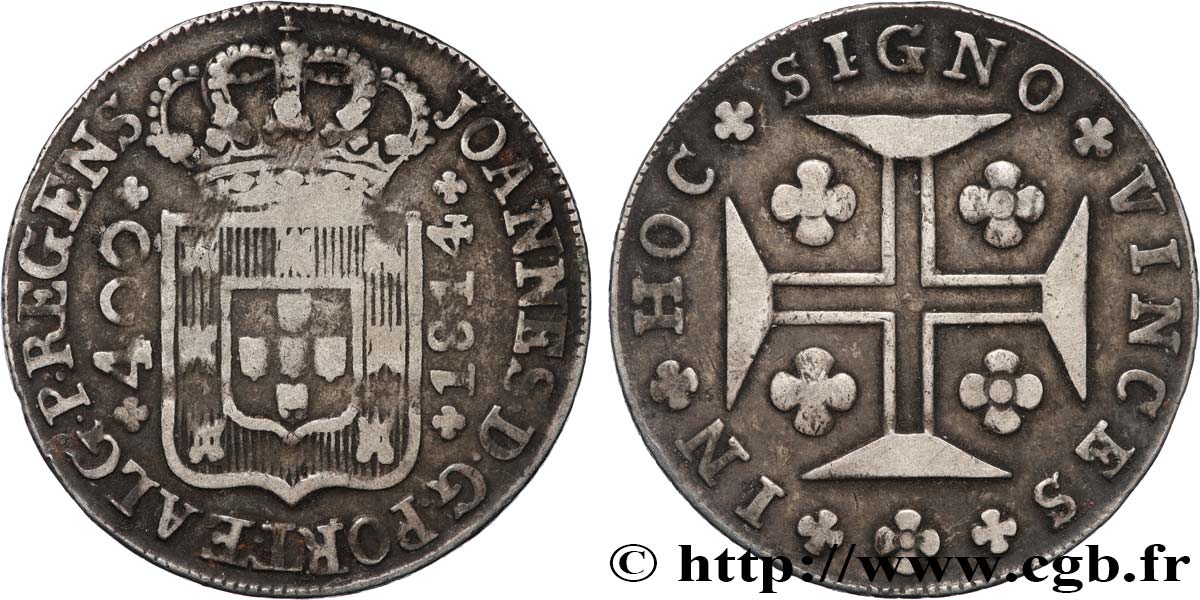 PORTUGAL - KINGDOM OF PORTUGAL - JOHN PRINCE REGENT 400 Réis  1814  XF 