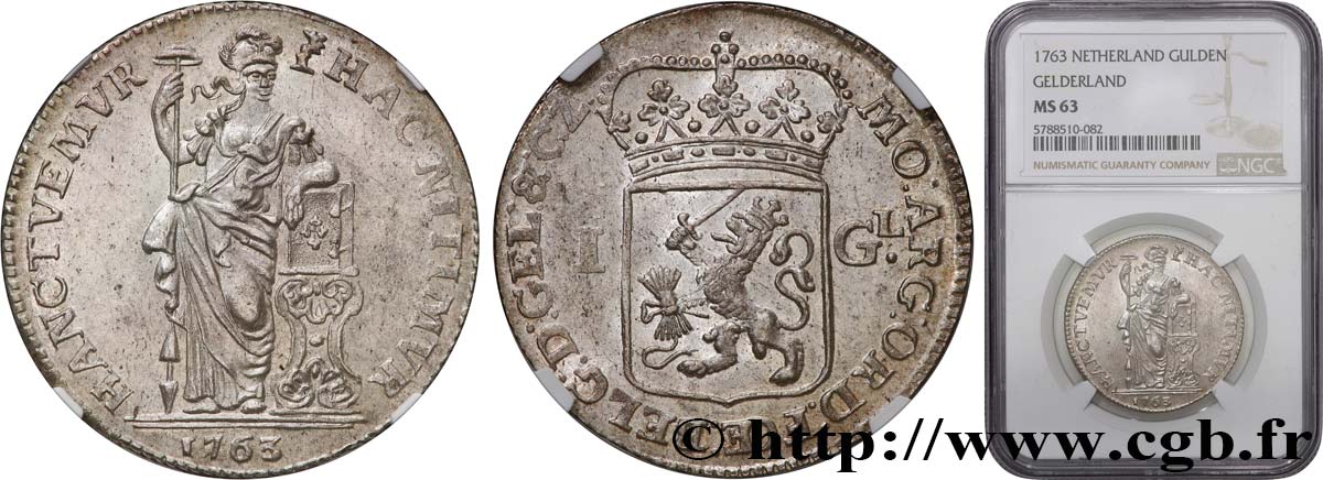 PROVINCES-UNIES - GUELDRE 1 Gulden 1763  SPL63 NGC