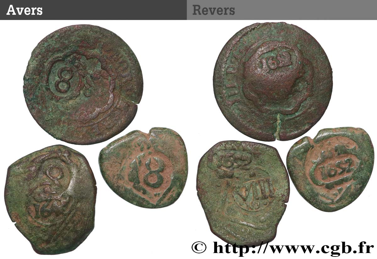 SPANIEN - KÖNIGREICH SPANIEN - PHILIPP IV. Lot de trois Contremarque de Maravedis millésimes divers  S 