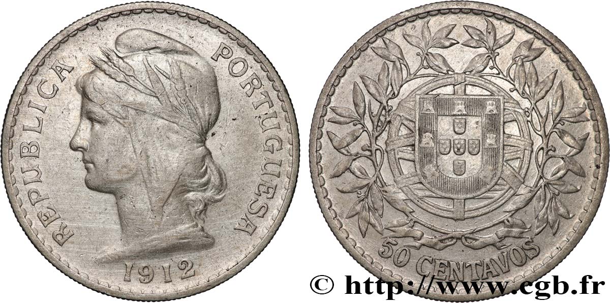 PORTUGAL 50 Centavos 1912  XF 