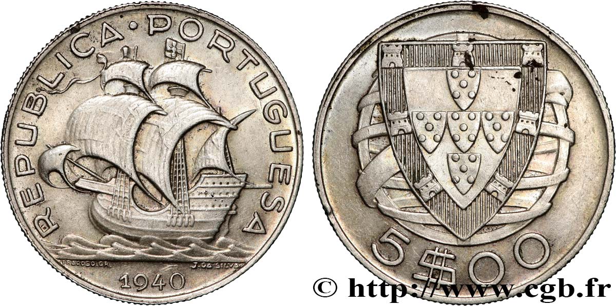 PORTUGAL 5 Escudos 1940  SUP 