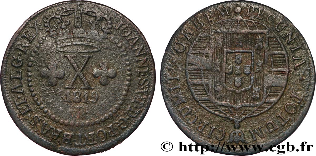 BRÉSIL - JEAN VI 10 Reis  1819 Rio de Janeiro TTB 