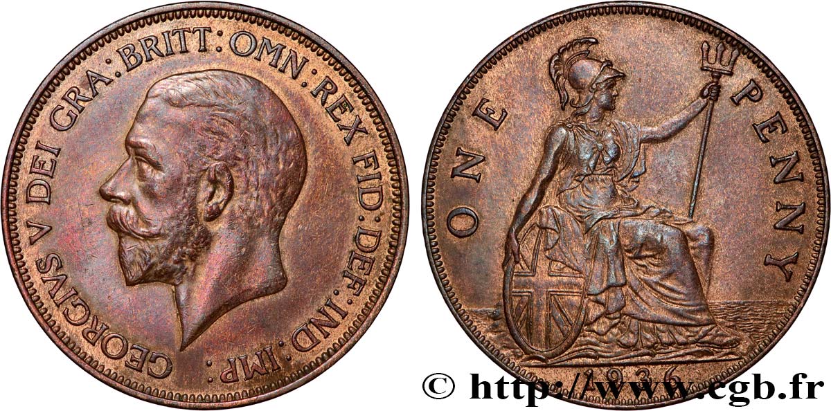 ROYAUME-UNI 1 Penny Georges VI 1936  TTB 