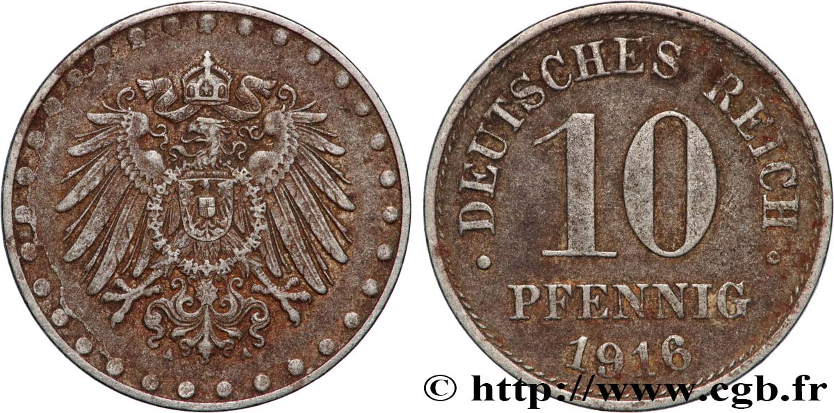 DEUTSCHLAND 10 Pfennig 1916 Berlin SS 