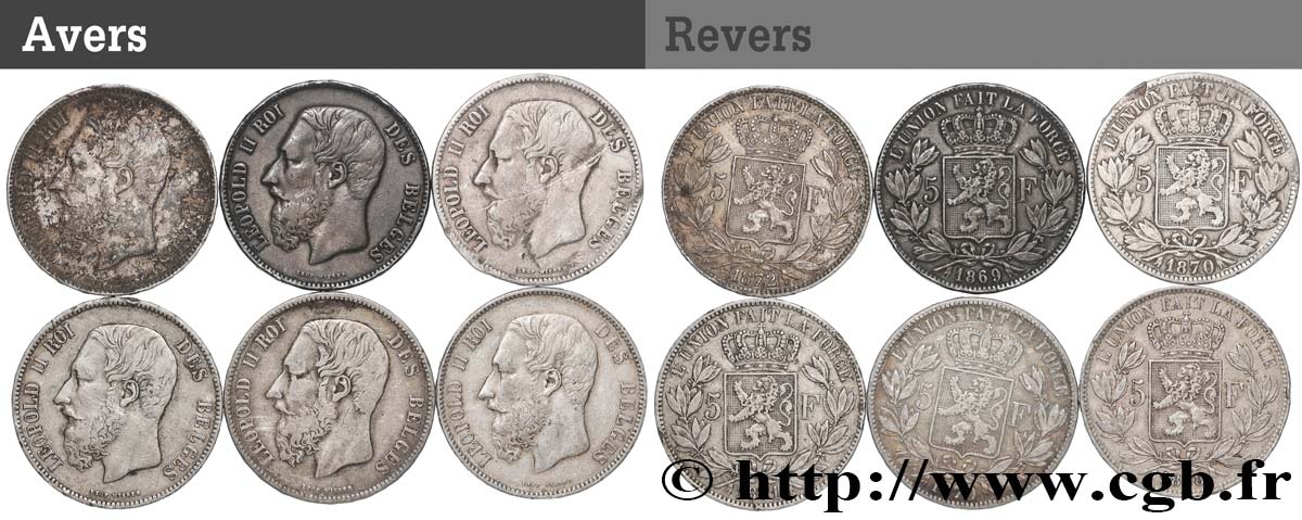 ARGENT D INVESTISSEMENT Lot de 6 écus de 5 Francs Union Latine n.d.  TB 