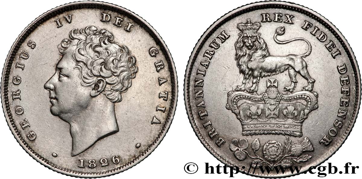 UNITED KINGDOM 1 Shilling Georges IV 1826  AU 