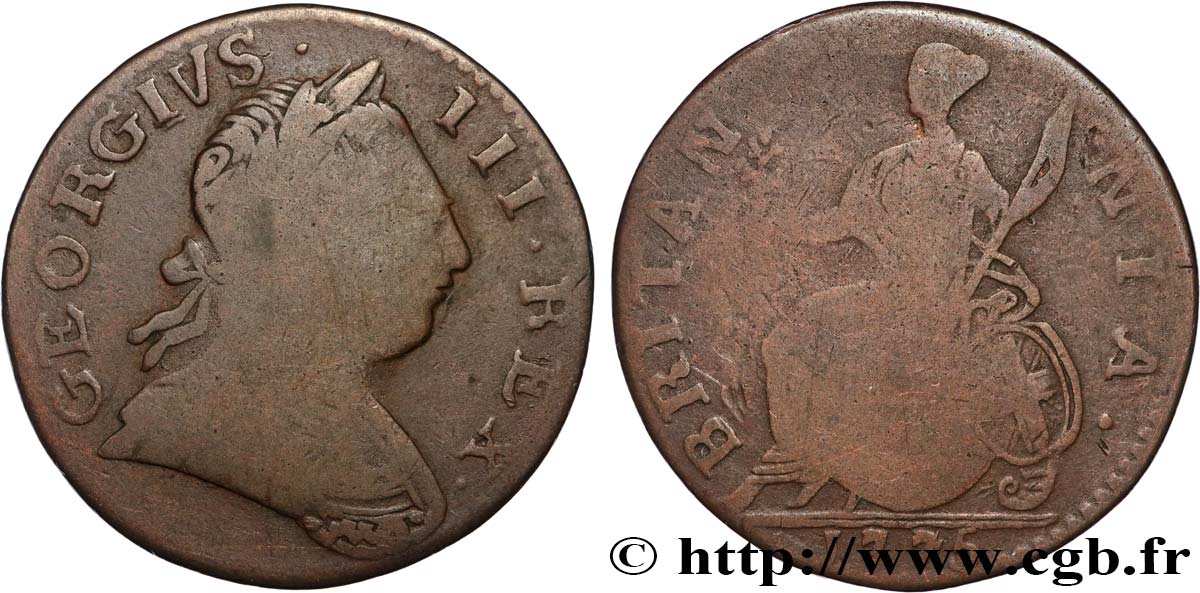 UNITED KINGDOM 1/2 Penny Georges III 1775 Londres F 