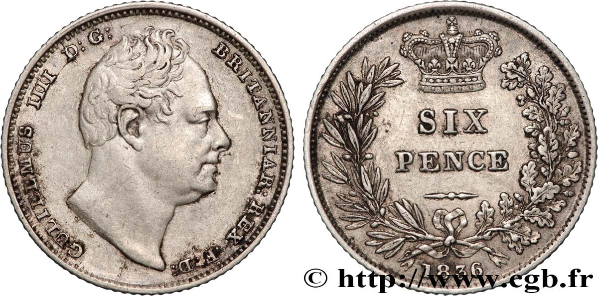 VEREINIGTEN KÖNIGREICH 6 Pence Guillaume IV 1836  SS 