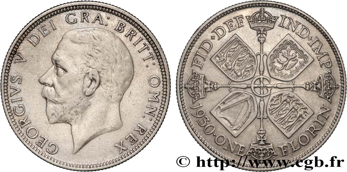 UNITED KINGDOM 1 Florin Georges V 1930  XF 