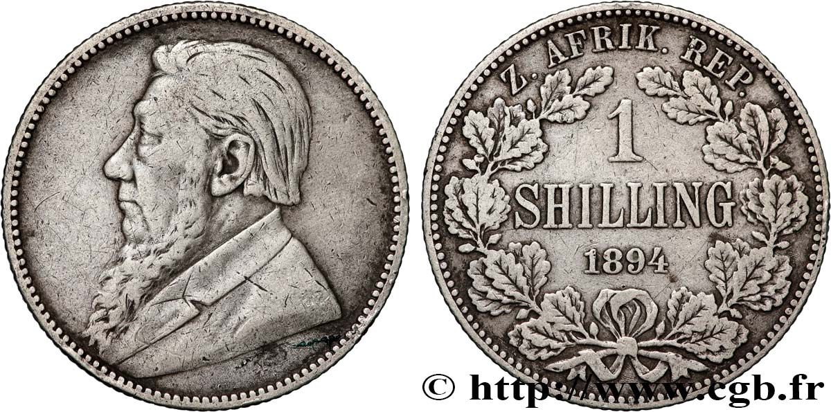 SOUTH AFRICA 1 Shilling Kruger 1894  VF 