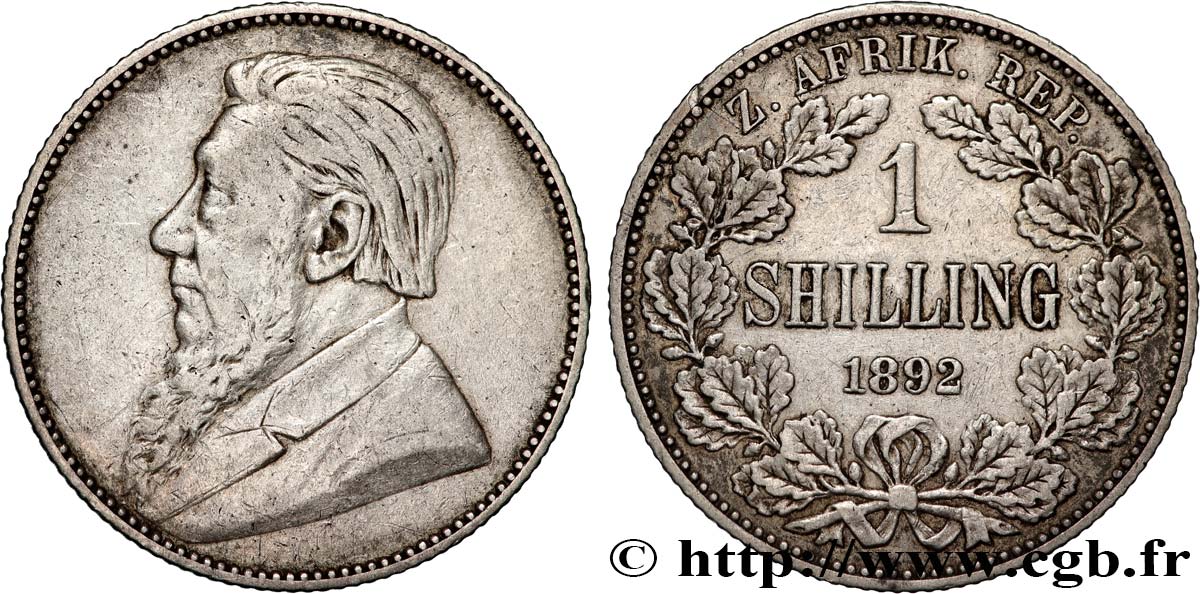 AFRIQUE DU SUD 1 Shilling Kruger 1892  TB+ 