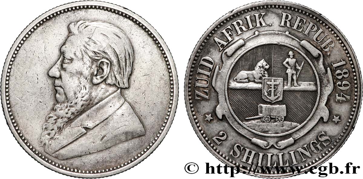 SUDÁFRICA 2 Shillings président Kruger 1894  MBC 