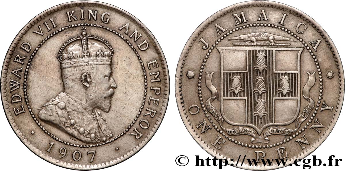 JAMAICA 1 Penny Édouard VII 1907  MBC 