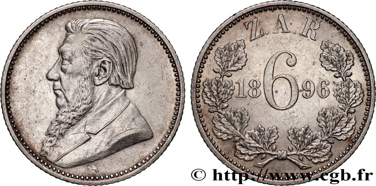 AFRIQUE DU SUD 6 Pence Kruger 1896  TTB 