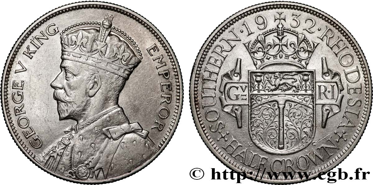 SOUTHERN RHODESIA 1/2 Crown Georges V 1932  AU 