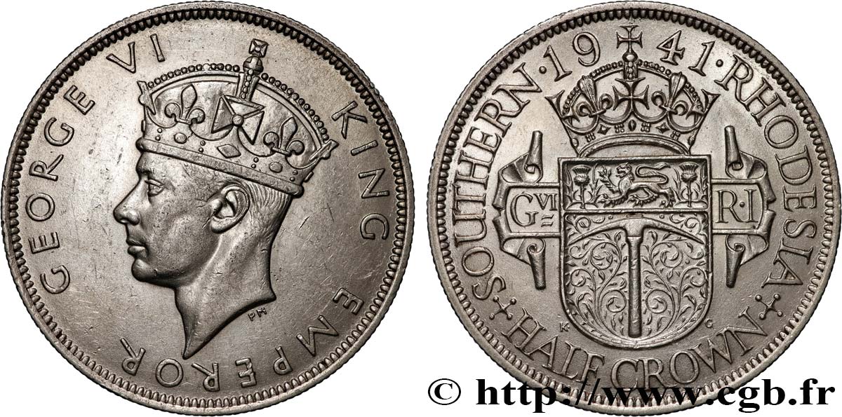 SOUTHERN RHODESIA 1/2 Crown Georges VI 1941  AU 