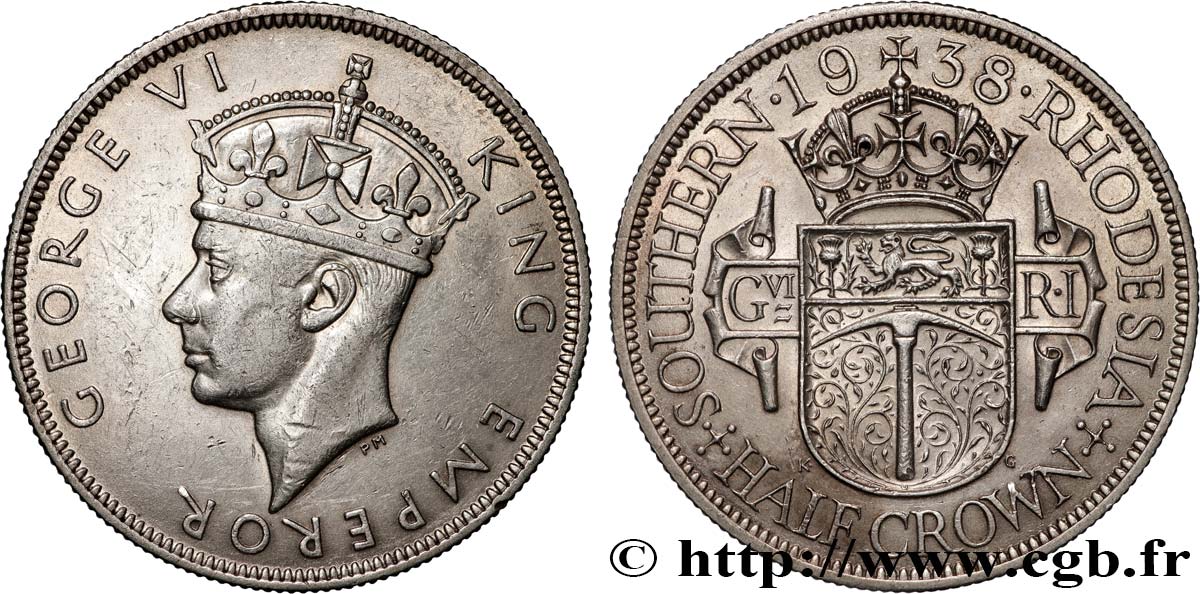 RHODÉSIE DU SUD 1/2 Crown Georges VI 1938  TTB+ 