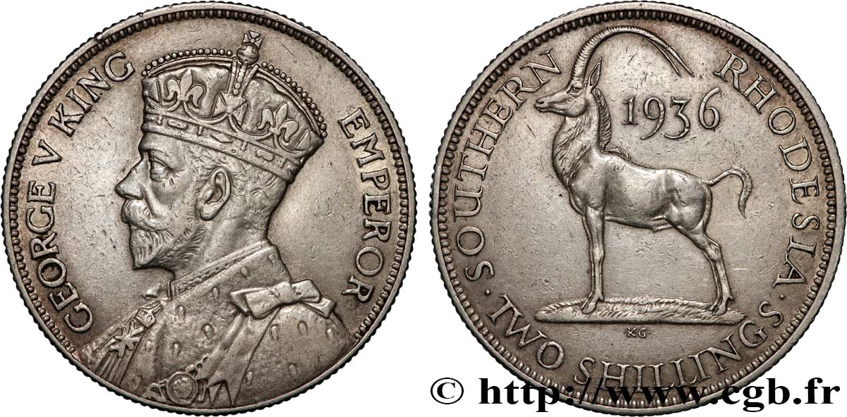 RHODÉSIE DU SUD 2 Shillings Georges V 1936  TTB 