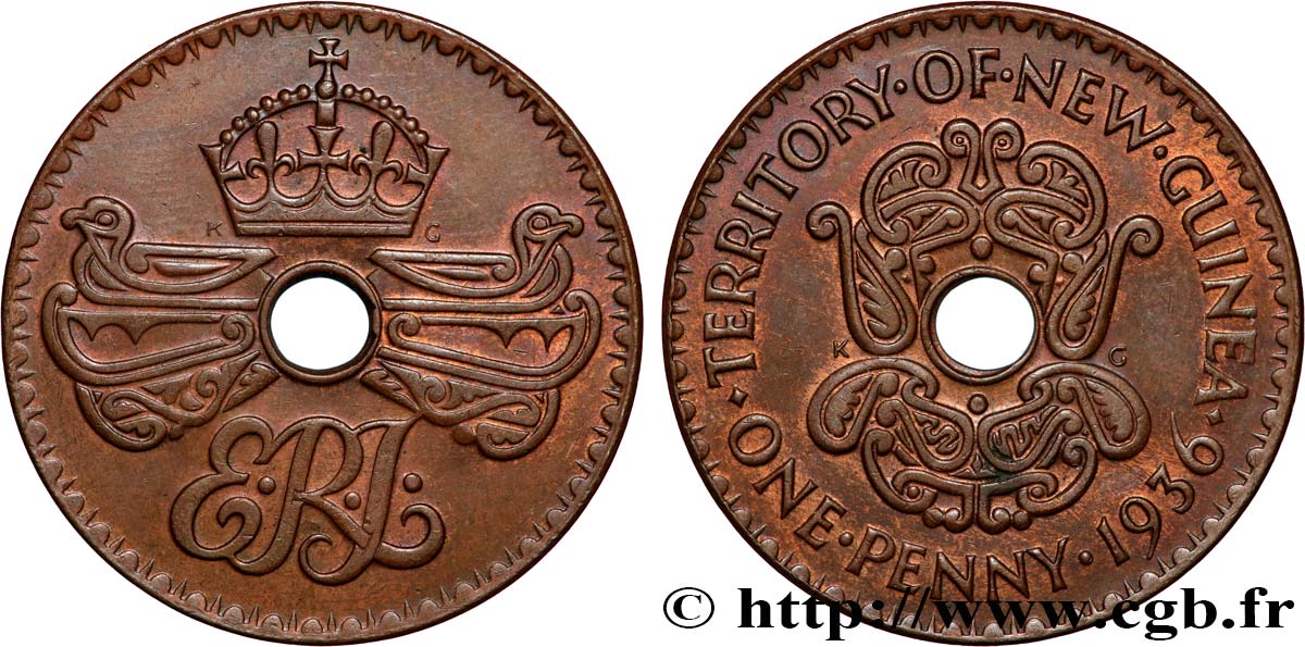 NEW GUINEA 1 Penny monogramme couronné 1936  AU 