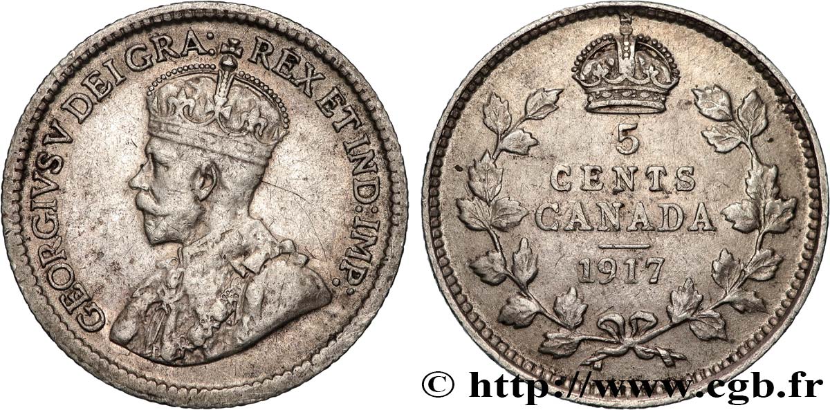 CANADá
 5 Cents Georges V 1917  MBC 