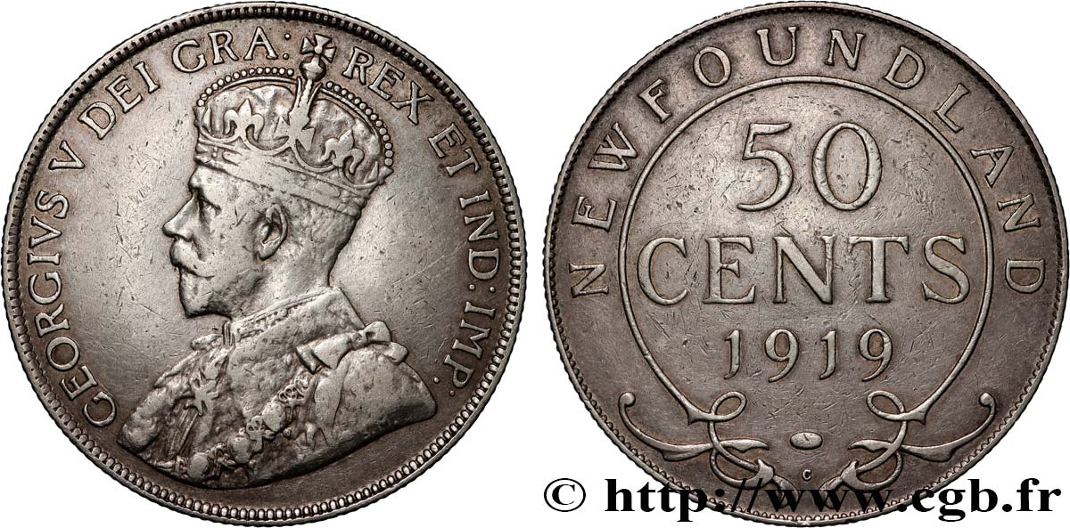 TERRANOVA 50 Cents Georges V 1919 Ottawa q.BB 