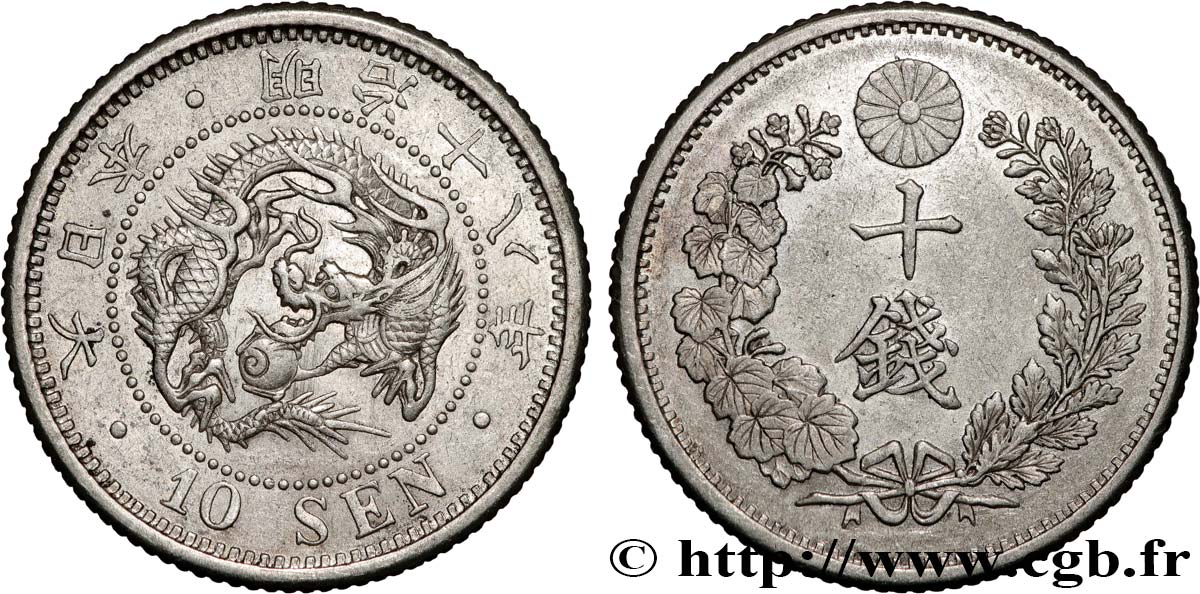 JAPON 10 Sen dragon an 28 Meiji 1895  SUP 