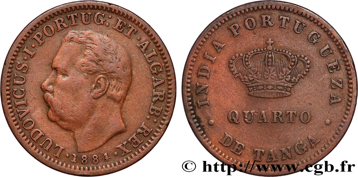 INDIA PORTUGUESA 1/4 Tanga Louis Ier 1881  MBC 