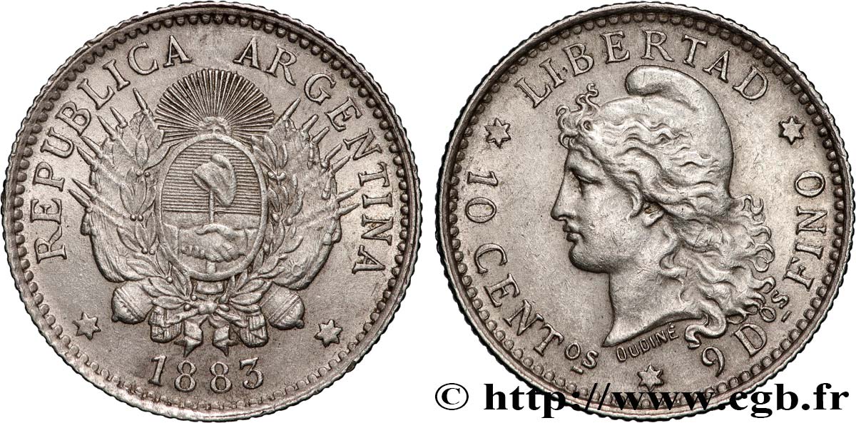 ARGENTINE 10 Centavos 1883  SUP 