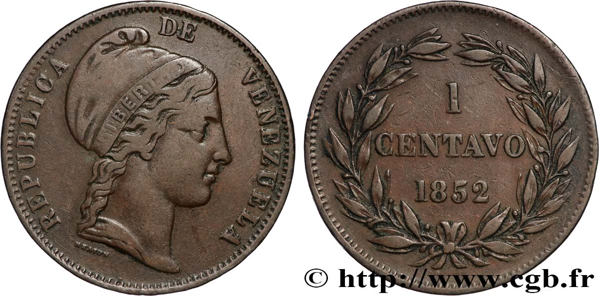 VENEZUELA 1 Centavo 1852  q.BB 