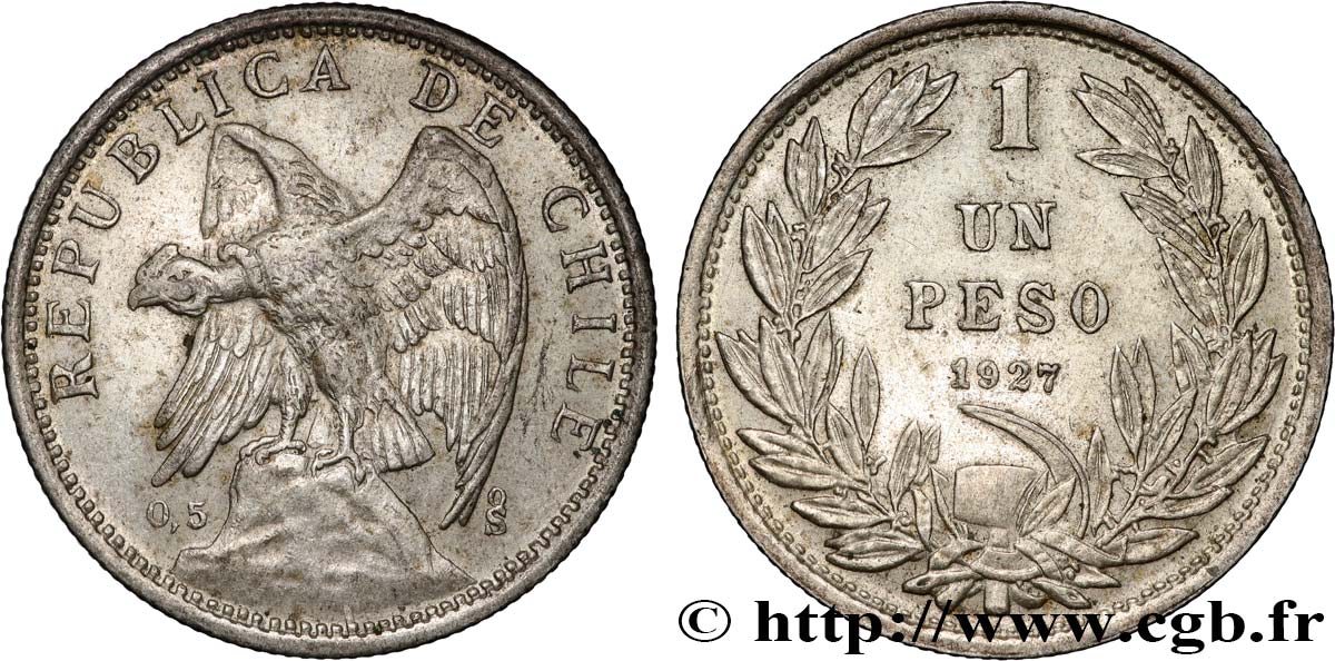 CHILI 1 Peso condor 1927 Santiago - S° TTB 