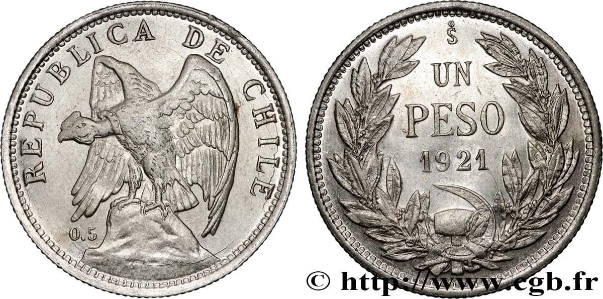 CHILE
 1 Peso condor 1921 Santiago - S° VZ 