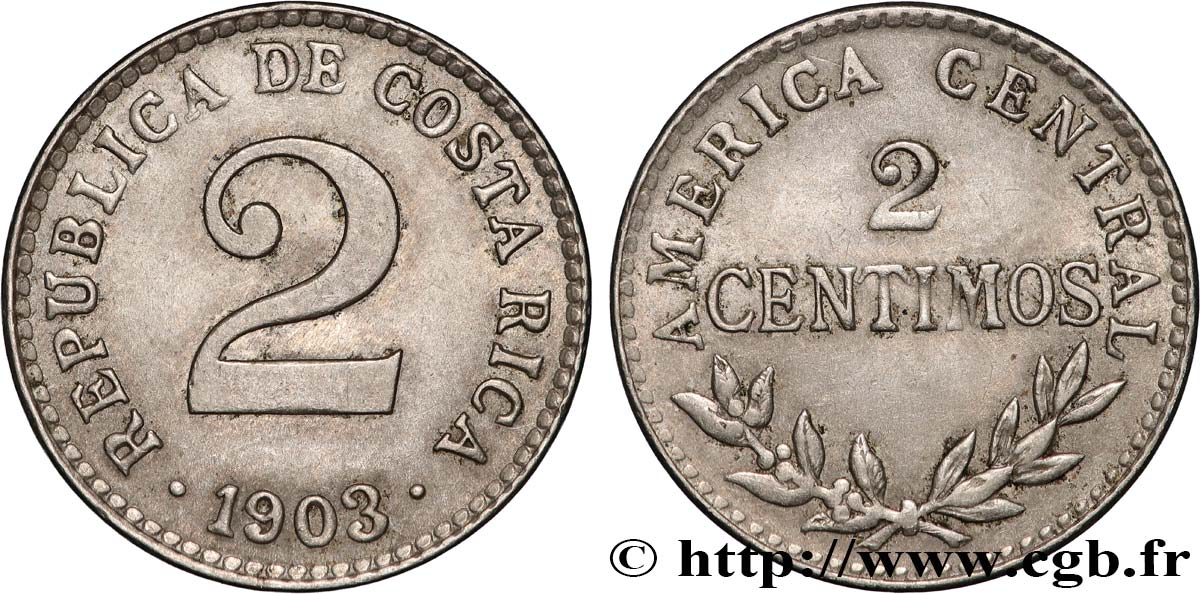 COSTA RICA 2 Centimos 1903 San José SPL 