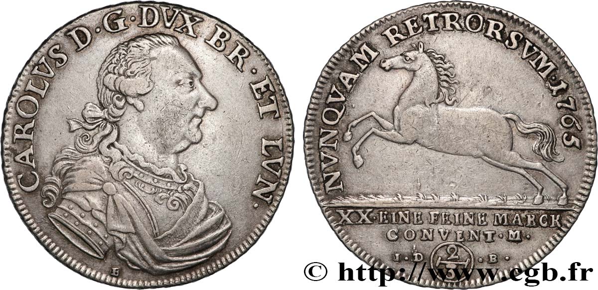 GERMANY - BRUNSWICK 2/3 de Thaler Charles Ier 1765 Brunswick XF 