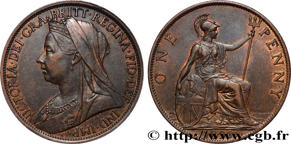 REINO UNIDO 1 Penny Victoria “old head” 1896  EBC 