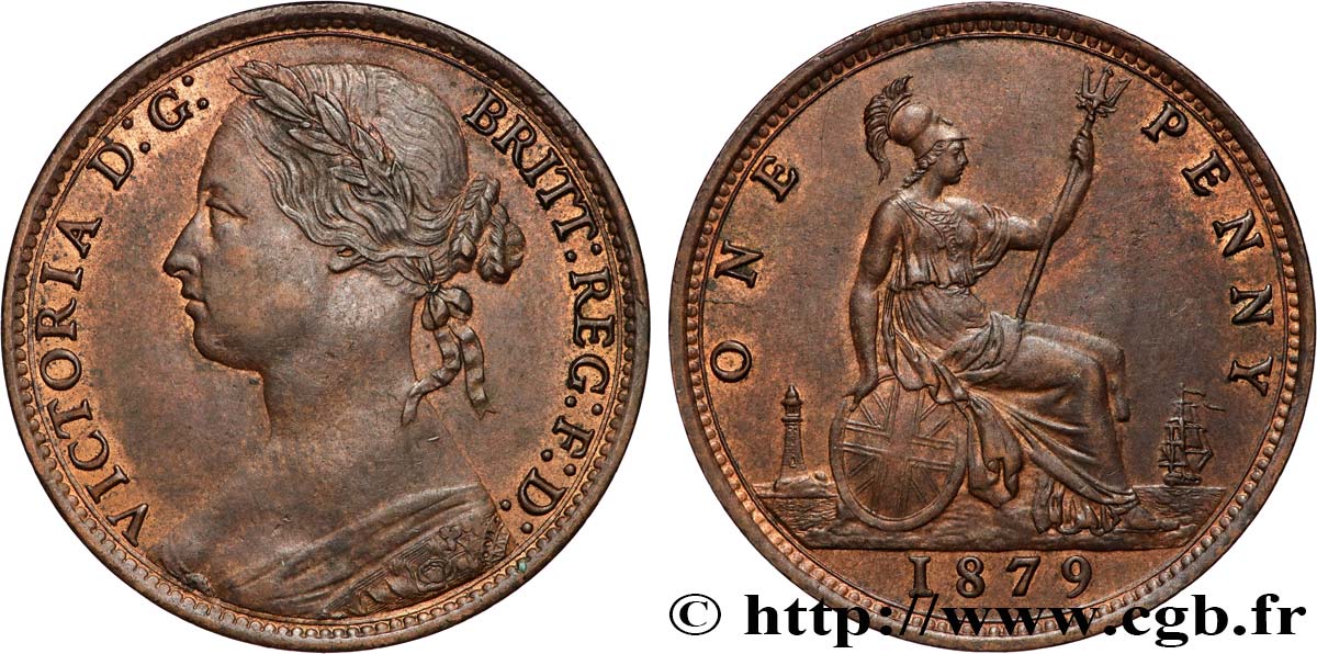 ROYAUME-UNI 1 Penny Victoria “Bun Head” 1879 Londres SUP 