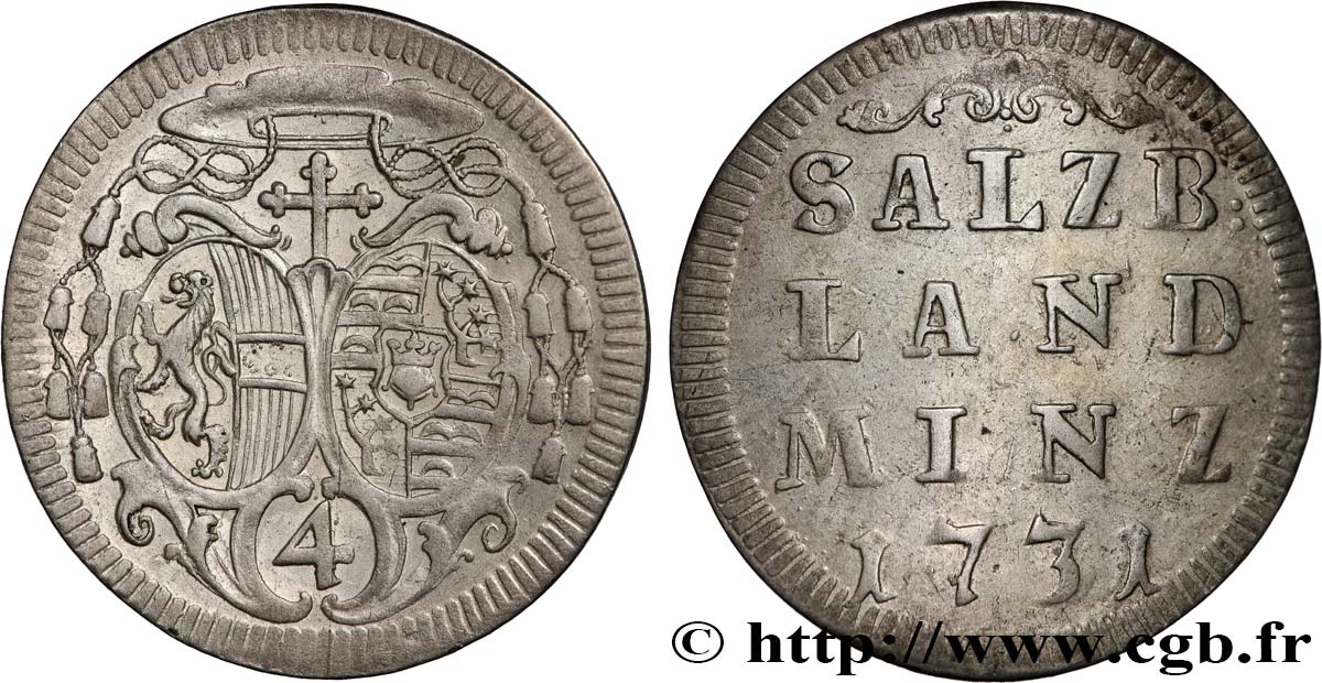 AUSTRIA - SALISBURGO 4 Kreuzer au nom de Leopold Anton von Firmian 1731  q.SPL 