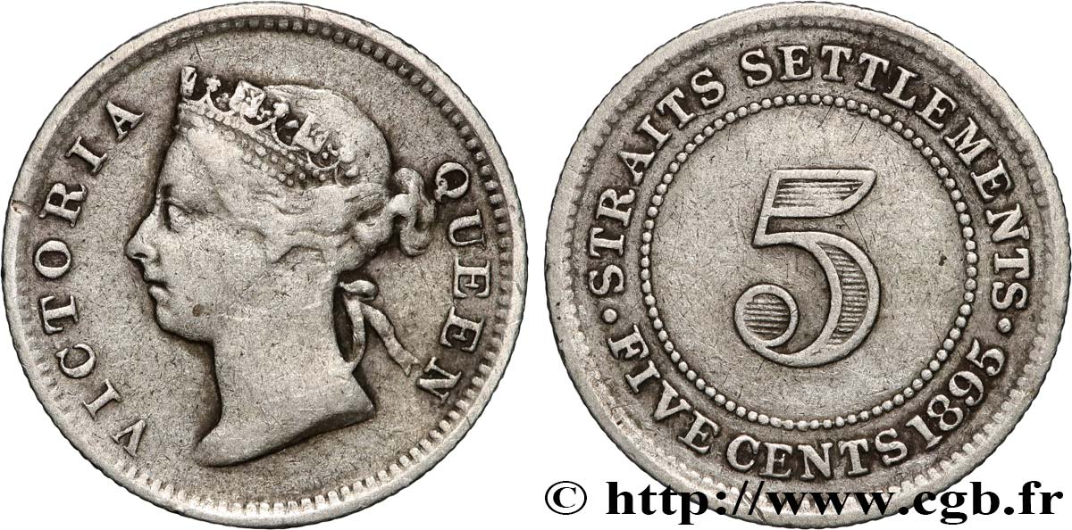 MALAISIE - ÉTABLISSEMENTS DES DÉTROITS 5 Cents Victoria 1895  TB 