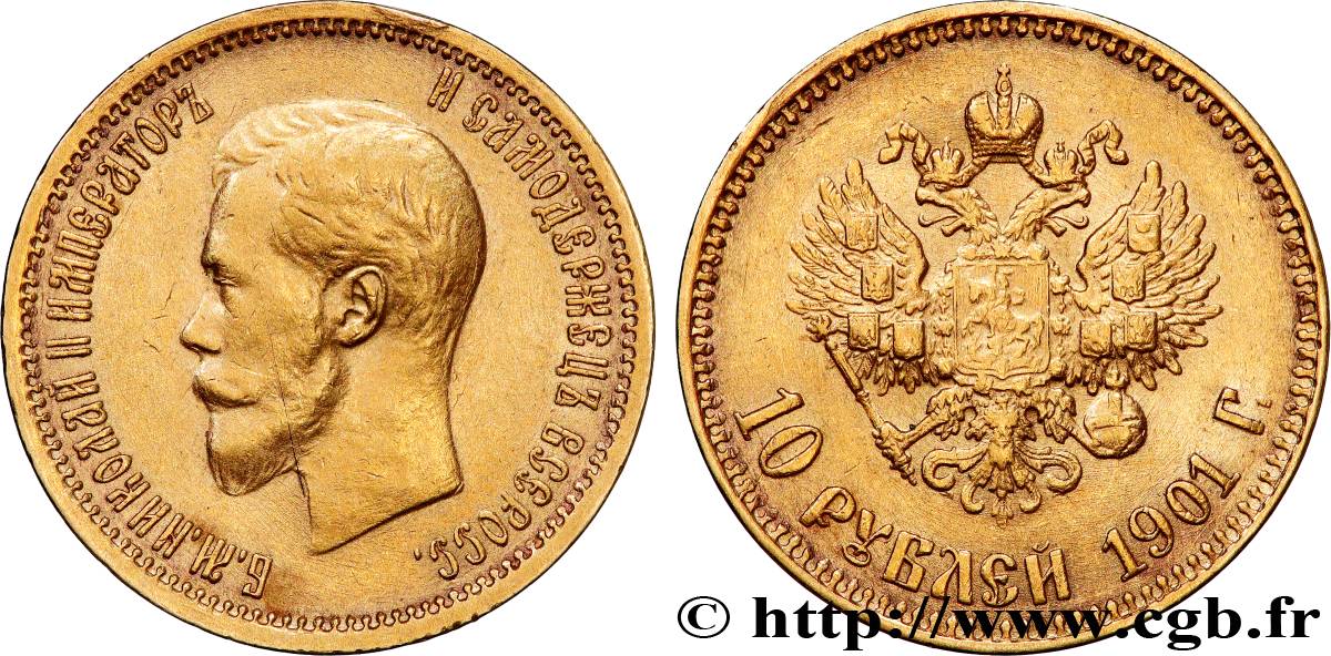 RUSSIE - NICOLAS II 10 Roubles  1901 Saint-Petersbourg TTB 