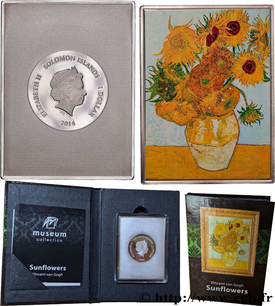 ÎLES SALOMON 1 Dollar Proof Les Tournesols 2014  FDC 