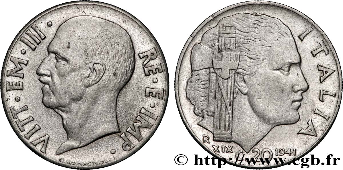 ITALIEN 20 Centesimi Victor-Emmanuel III 1941 Rome - R fVZ 