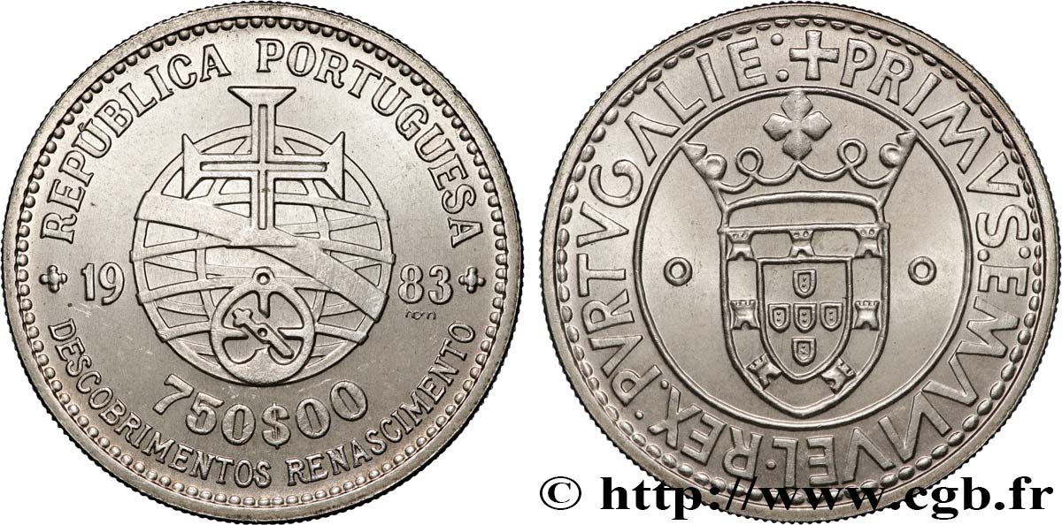 PORTUGAL 750 Escudos “découvertes et renaissance” 1983  fST 