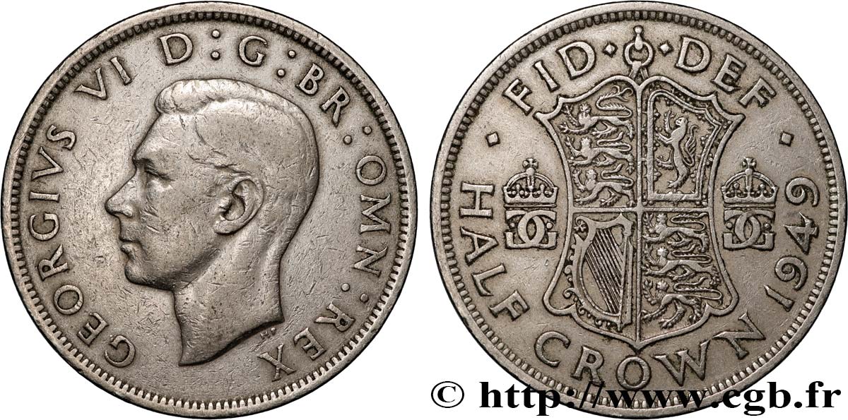 VEREINIGTEN KÖNIGREICH 1/2 Crown Georges VI 1949  SS 