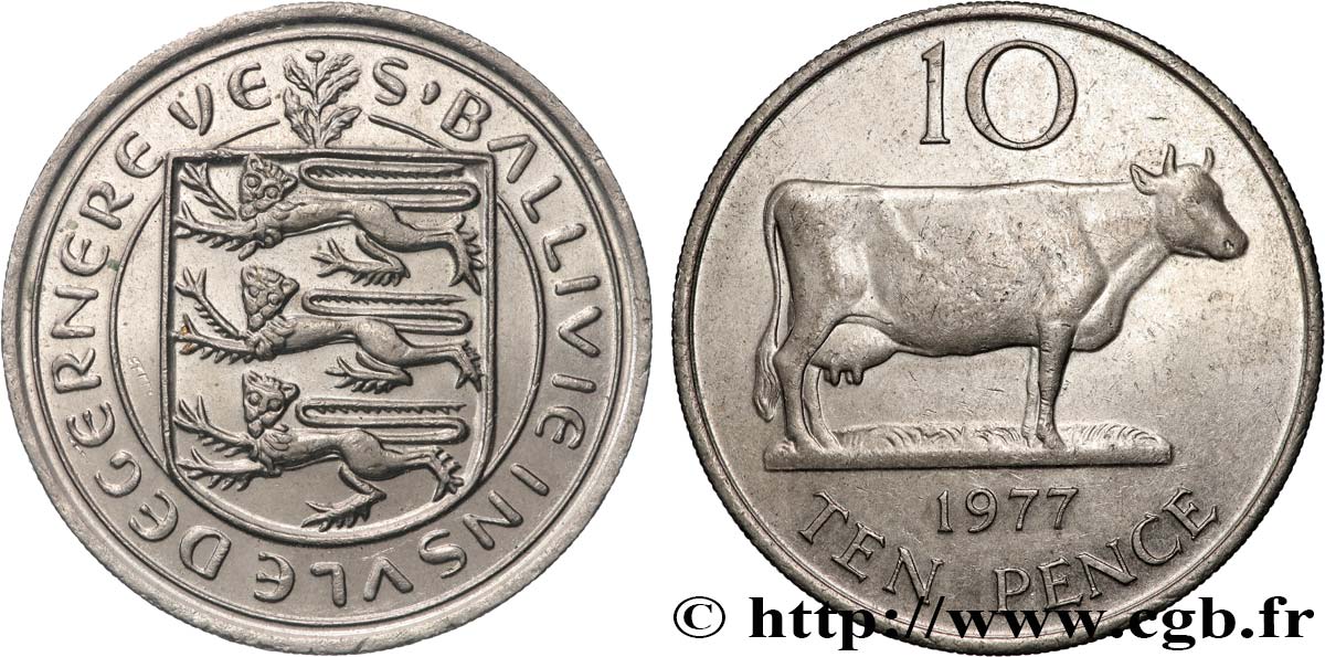 GUERNSEY 10 Pence 1977  VZ 