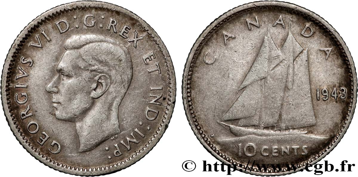 CANADA 10 Cents Georges VI 1943  BB 