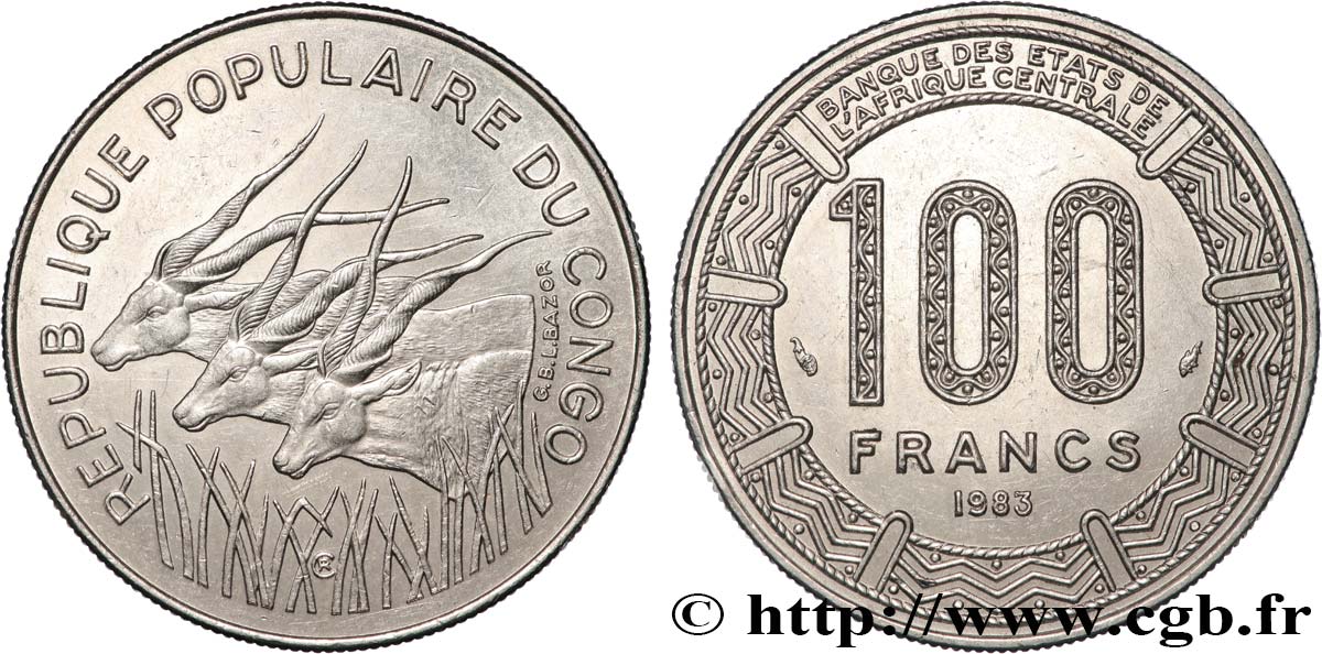 REPúBLICA DEL CONGO 100 Francs type “BCEAC” 1983 Paris EBC 