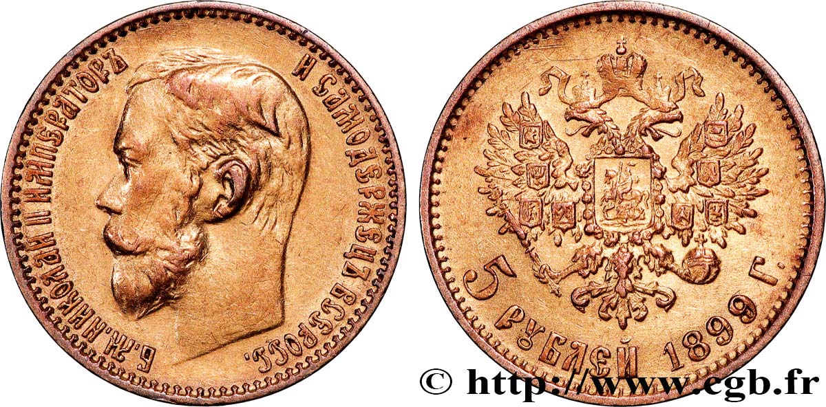 RUSSIE - NICOLAS II 5 Roubles  1899 Saint-Petersbourg TTB 