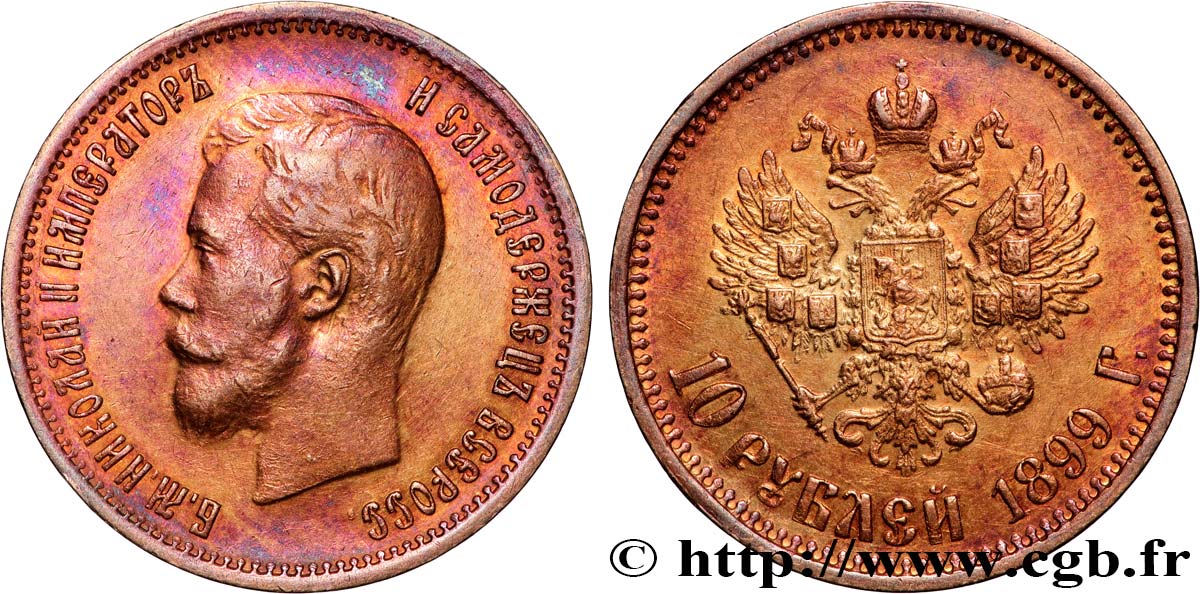 RUSSIE - NICOLAS II 10 Roubles 1899 Saint-Petersbourg TTB 